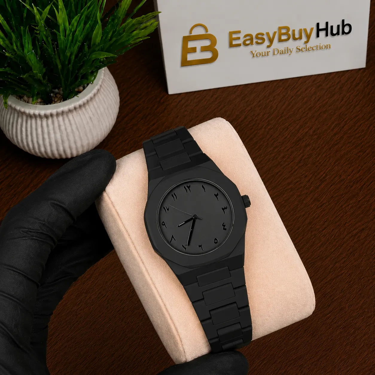 Black Arabic Aura Watch – Men's Minimalist Luxury Timepiece