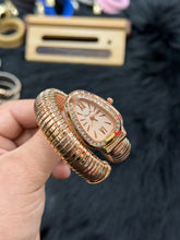 Judge Snake Design Women’s Gemstone Accented PU Leather Watch