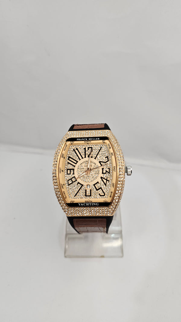 Black and Gold lced Frank Muller Watch