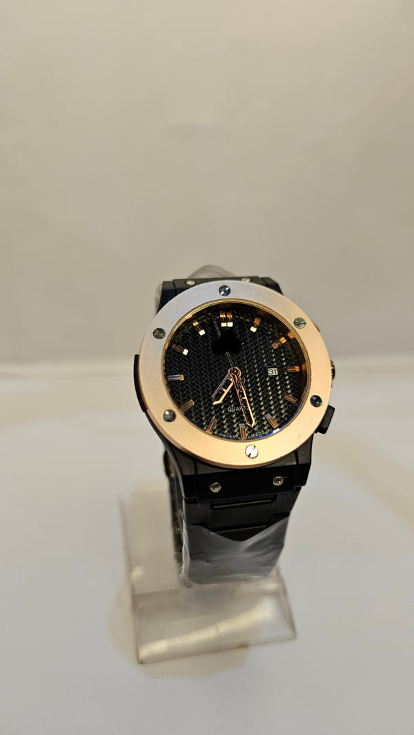 Premium Watch for Men - Black Dial with Black Stainless steel Strap