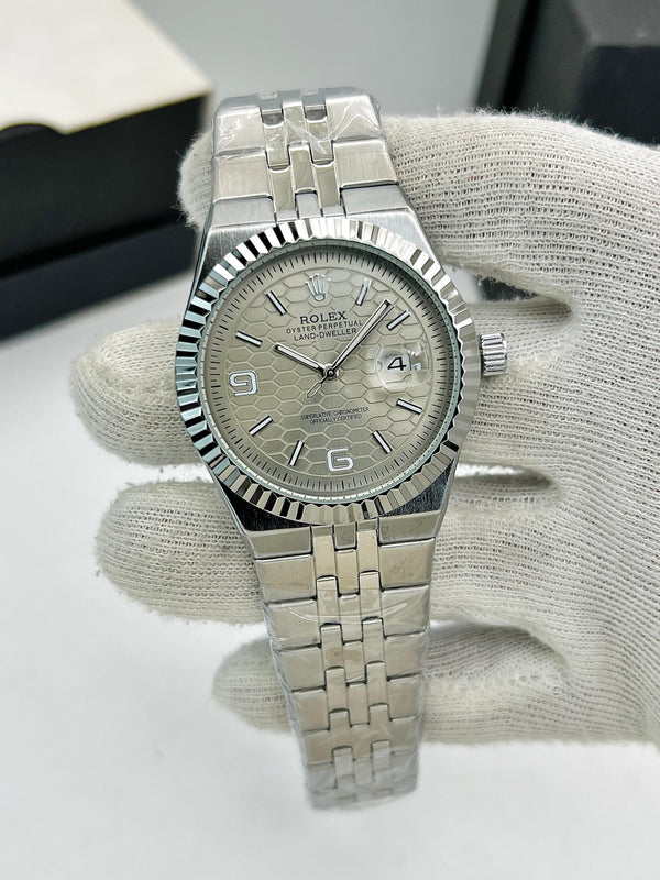 Luxury Stainless Steel Rolex-Style Oyster Perpetual Watch – Premium Off White  Dial | Date Display | Elegant Men's Watch